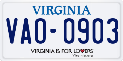 VA license plate VAO0903