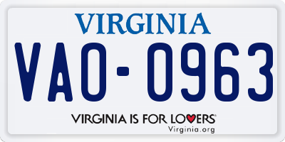 VA license plate VAO0963