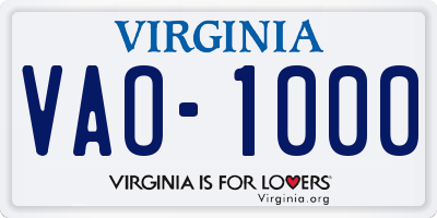 VA license plate VAO1000