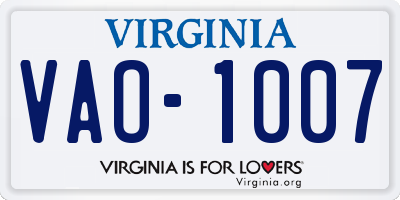 VA license plate VAO1007