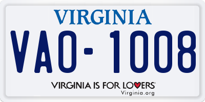 VA license plate VAO1008