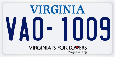 VA license plate VAO1009