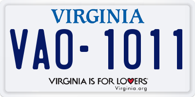 VA license plate VAO1011