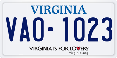 VA license plate VAO1023