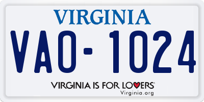 VA license plate VAO1024