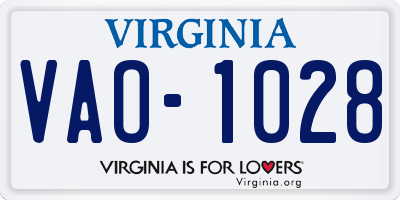 VA license plate VAO1028