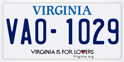 VA license plate VAO1029