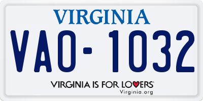 VA license plate VAO1032