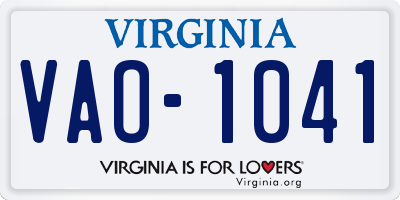 VA license plate VAO1041