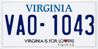 VA license plate VAO1043