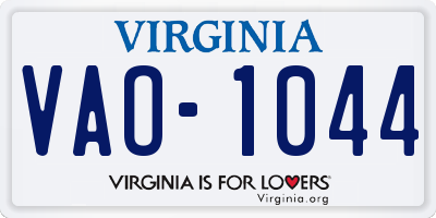 VA license plate VAO1044