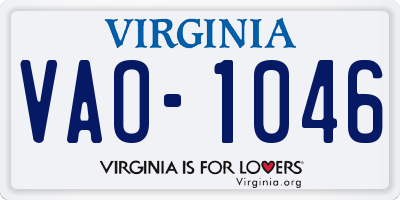 VA license plate VAO1046