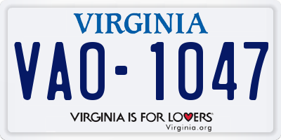 VA license plate VAO1047