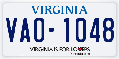 VA license plate VAO1048