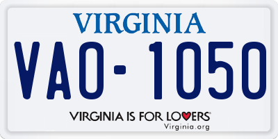 VA license plate VAO1050