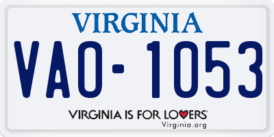 VA license plate VAO1053