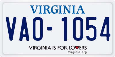 VA license plate VAO1054