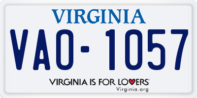 VA license plate VAO1057