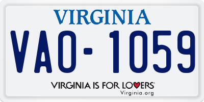 VA license plate VAO1059