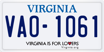 VA license plate VAO1061