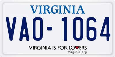 VA license plate VAO1064