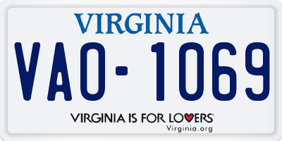 VA license plate VAO1069