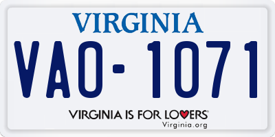 VA license plate VAO1071