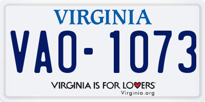 VA license plate VAO1073