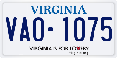 VA license plate VAO1075