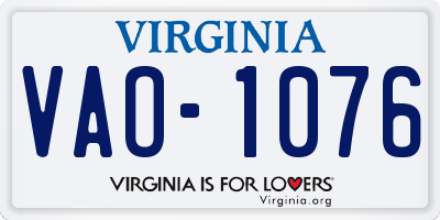 VA license plate VAO1076