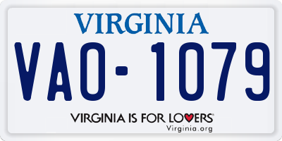 VA license plate VAO1079