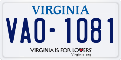 VA license plate VAO1081