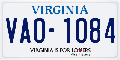 VA license plate VAO1084