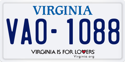 VA license plate VAO1088