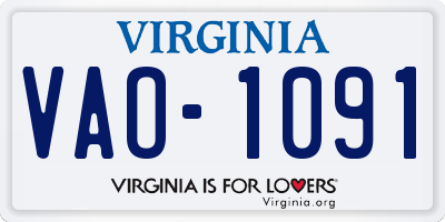 VA license plate VAO1091