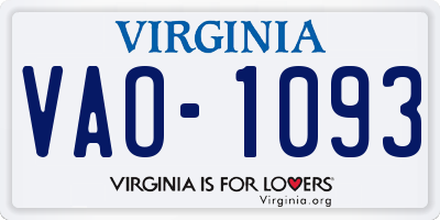 VA license plate VAO1093