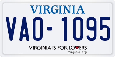 VA license plate VAO1095