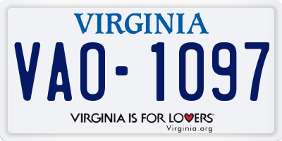 VA license plate VAO1097