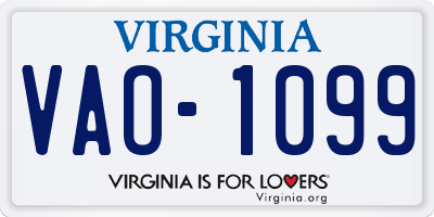 VA license plate VAO1099