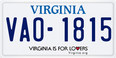 VA license plate VAO1815