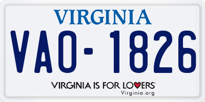 VA license plate VAO1826