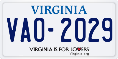 VA license plate VAO2029