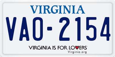 VA license plate VAO2154