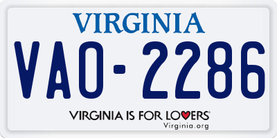 VA license plate VAO2286