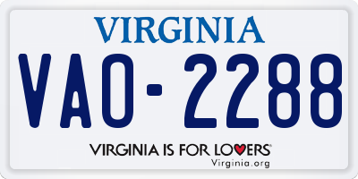 VA license plate VAO2288