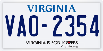 VA license plate VAO2354