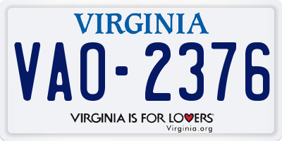 VA license plate VAO2376