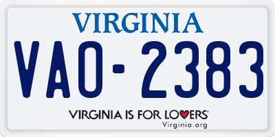 VA license plate VAO2383