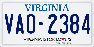 VA license plate VAO2384