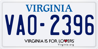 VA license plate VAO2396